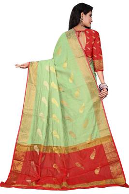 Light green woven chanderi saree with blouse 2