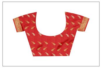 Pink woven chanderi saree with blouse 4