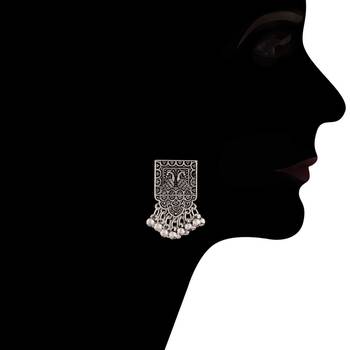 Oxidized German Silver Plated Afghani Choker Necklace Jewellery Set for Women (MC067) 4