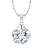 Jasmine Solitaire CZ Rhodium Plated  Pendant with Chain for Girls