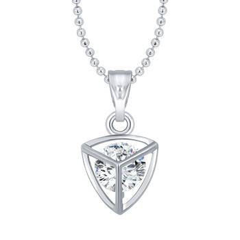 Daisy Flower Solitaire CZ Rhodium Plated  Pendant with Chain for Girls 1