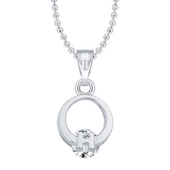 H alphabet Solitaire Rhodium Plated  Pendant with Chain for Girls and Women 1