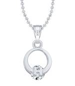 H alphabet Solitaire Rhodium Plated  Pendant with Chain for Girls and Women