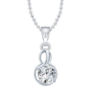 Enchanting Solitaire CZ Rhodium Plated  Pendant with Chain for Girls and Women 1