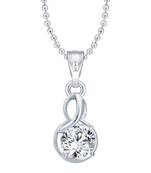 Enchanting Solitaire CZ Rhodium Plated  Pendant with Chain for Girls and Women