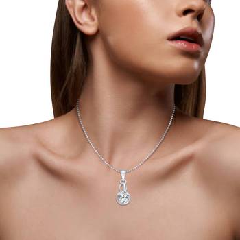 Enchanting Solitaire CZ Rhodium Plated  Pendant with Chain for Girls and Women 2