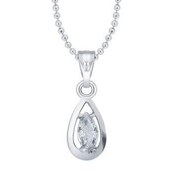Trendy Design Solitaire Rhodium Plated  Pendant with Chain for Girls and Women 1