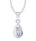 Trendy Design Solitaire Rhodium Plated  Pendant with Chain for Girls and Women