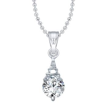 Majestic Flower Heart CZ Rhodium Plated  Pendant with Chain for Girls and Women 1