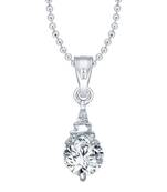 Majestic Flower Heart CZ Rhodium Plated  Pendant with Chain for Girls and Women