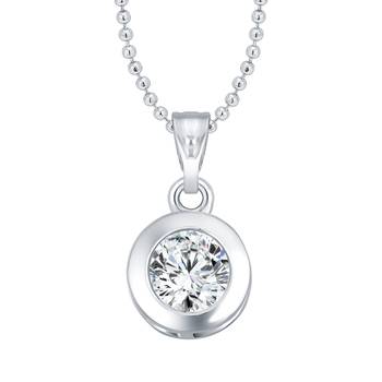 Youthful Solitaire CZ Rhodium Plated  Pendant with Chain for Girls and Women 1
