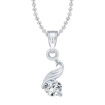 Super Arrow Solitaire CZ Rhodium Plated  Pendant with Chain for Girls and Women 1
