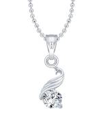 Super Arrow Solitaire CZ Rhodium Plated  Pendant with Chain for Girls and Women