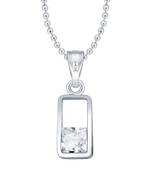 Impressive solitaire CZ Rhodium Plated  Pendant with Chain for Girls and Women