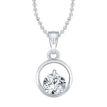 Valentine Solitaire LOVE Heart CZ Rhodium Plated  Pendant with Chain for Girls 1