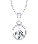 Valentine Solitaire LOVE Heart CZ Rhodium Plated  Pendant with Chain for Girls