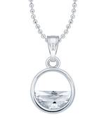 Flying Love Solitaire Key CZ Rhodium Plated  Pendant with Chain for Girls