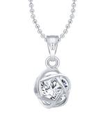 Attractive Solitaire CZ Rhodium Plated  Pendant with Chain for Girls