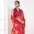 Red kora cotton saree with multicolor thread embroidery