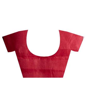 Red kora cotton saree with multicolor thread embroidery 5