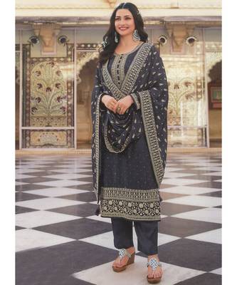 Black Silk Blend Party Wear Salwar Kameez 1