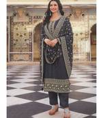Black Silk Blend Party Wear Salwar Kameez