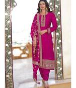 Rani Pink Silk Blend Party Wear Salwar Kameez