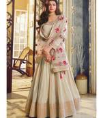 Off White Silk Blend Anarkali Salwar Kameez