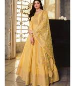 Yellow Silk Blend Anarkali Salwar Kameez