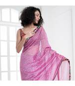 Purple striped organza with Persian thread embroidered border