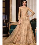 Cream Net Anarkali Salwar Kameez