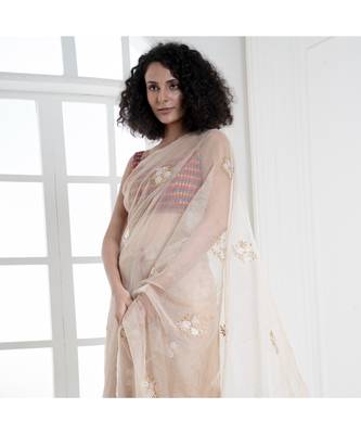 Toosh organza silk saree with blossom embroidery 1