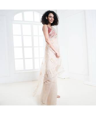 Toosh organza silk saree with blossom embroidery 3
