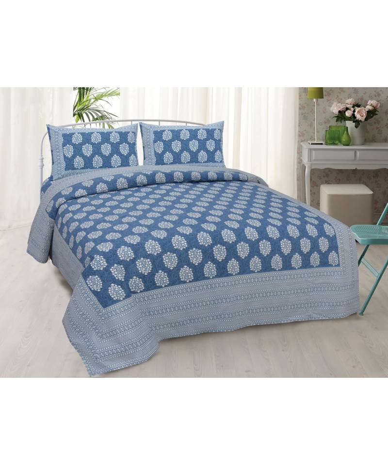 Leapthrlay Leap Three Layer Indian Tradition Cotton King Size Luxury Bed Sheet With 2 Pilow Covers