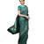 Teal Blue Self Design & Contrast Border Art Silk Floral Saree with Blouse Piece