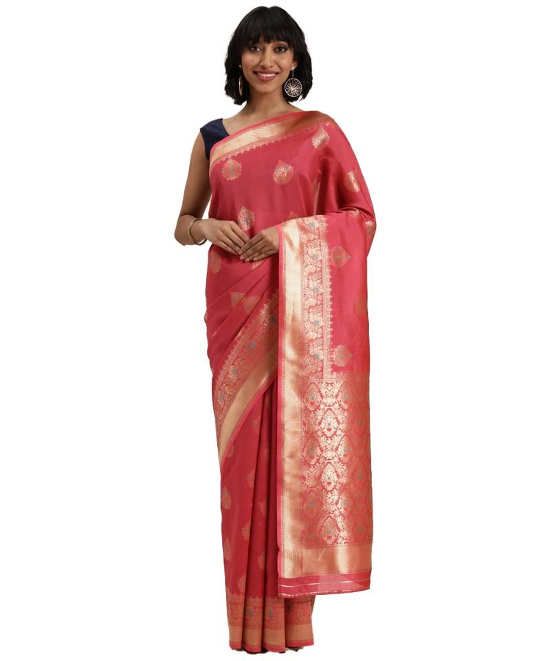 Gajree All Over Boota & Border Silk Elegant Saree with Blouse Piece