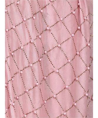Pink All Over Stone And Pearl Chiffon Glamorous Cocktail Saree with Blouse Piece 2