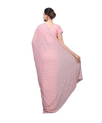 Pink All Over Stone And Pearl Chiffon Glamorous Cocktail Saree with Blouse Piece 4