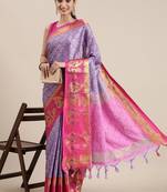 Lavender Woven Cotton Silk Saree With Blouse