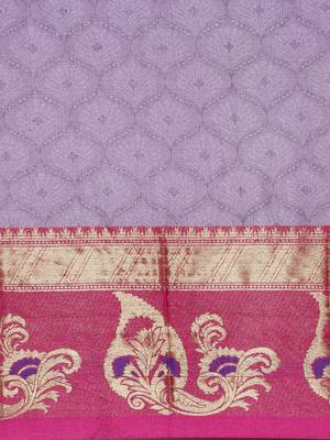 Lavender Woven Cotton Silk Saree With Blouse 3