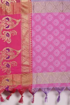 Lavender Woven Cotton Silk Saree With Blouse