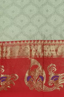Light Sea Green Woven Cotton Silk Saree With Blouse