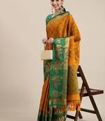 Mustard Woven Cotton Silk Saree With Blouse