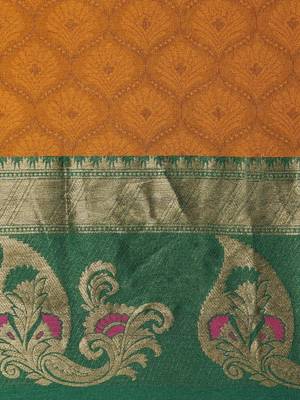 Mustard Woven Cotton Silk Saree With Blouse 3