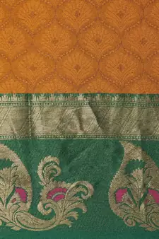 Mustard Woven Cotton Silk Saree With Blouse