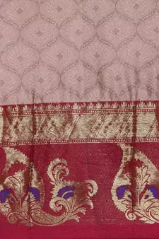 Peach woven cotton silk saree with blouse