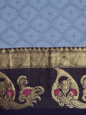 Light Blue Woven Cotton Silk Saree With Blouse 3
