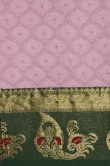 Baby Pink Woven Cotton Silk Saree With Blouse