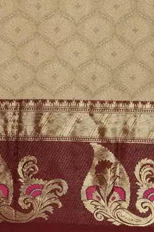 Beige Woven Cotton Silk Saree With Blouse