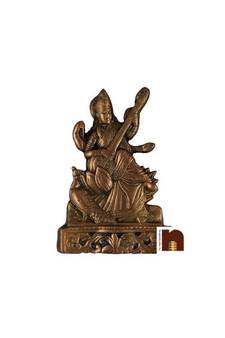 Goddess Saraswati Idol Copper (15 cm) (Small)